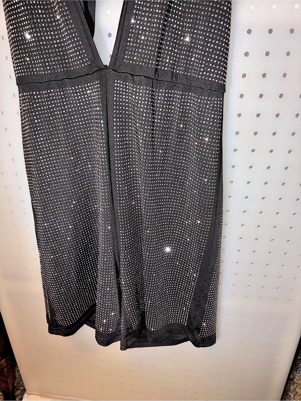 Daisy Black Rhinestone Mesh Mini Rhomper Like New Large - Picture 3 of 5